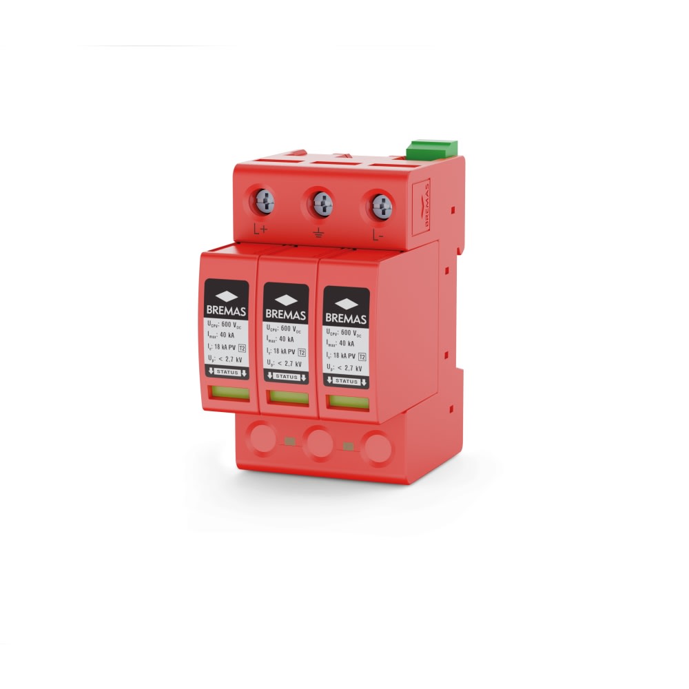 BREMAS ERSCE - BRMSAPV060T2R SCARICATORE T2 PV 600VDC + CONTATTO STAT