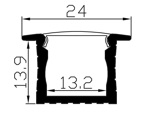 ARENA LUCI DESIGN - PROFILO DA INCASSO GRIGIO SEMI OPALE 2m