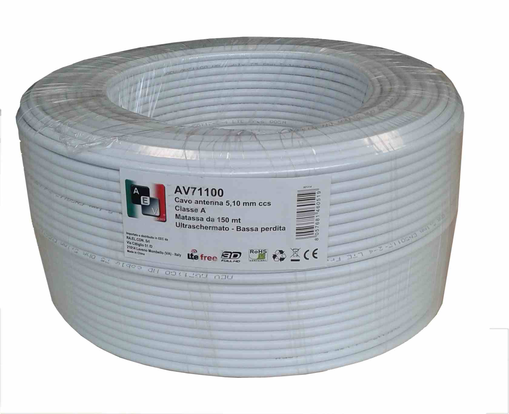 AEV - Cavo coassiale 5,1mm - Classe A - CCS - 150mt