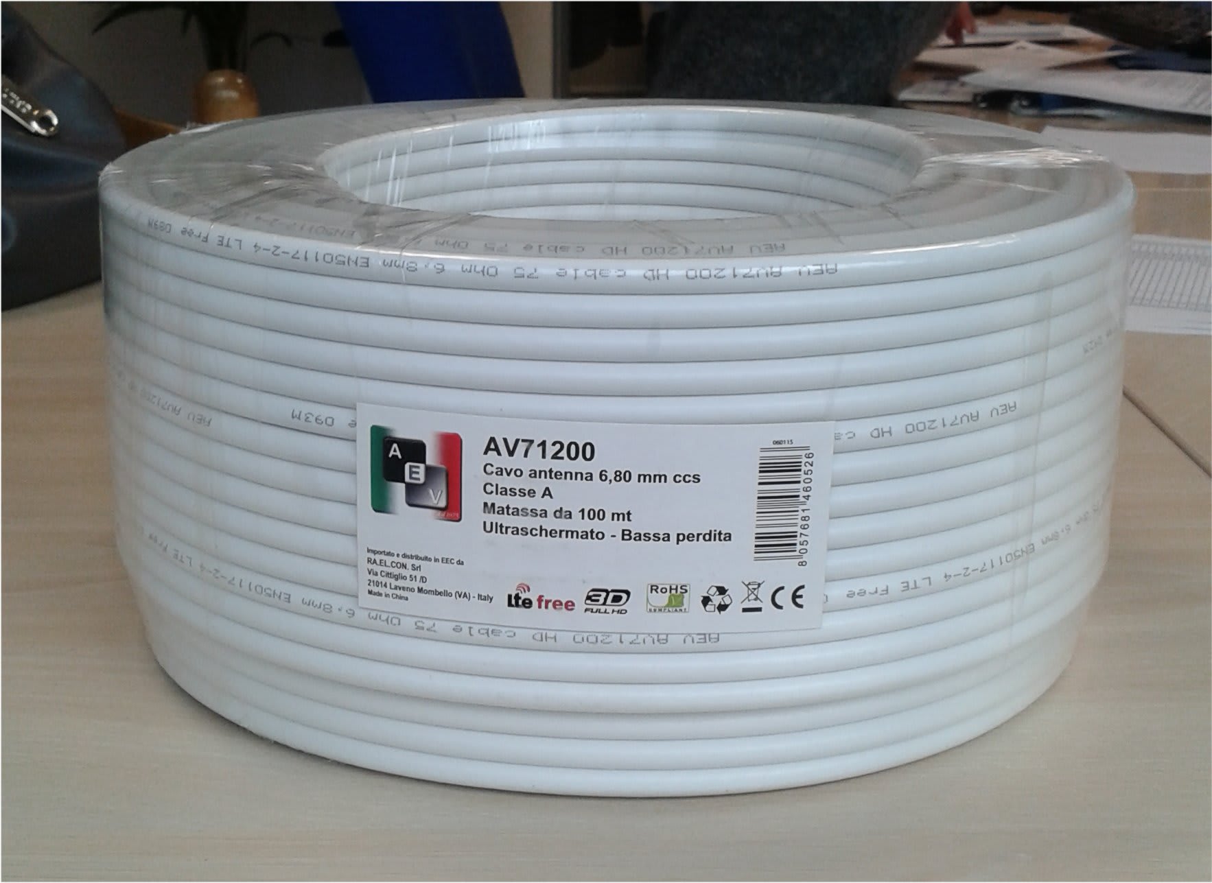 AEV - Cavo coassiale 6,8mm - Classe A - CCS - 100mt