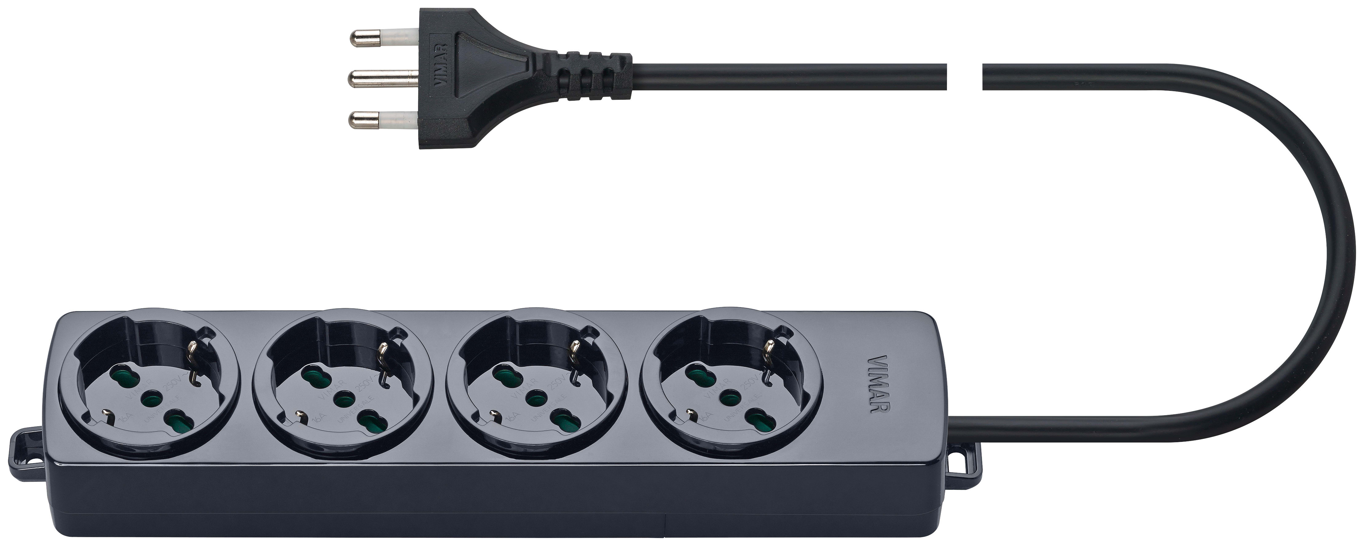 VIMAR SPA VIW01292.CC PRESA MULTIPLA 4 UNIVERSALE+CAVO NERO