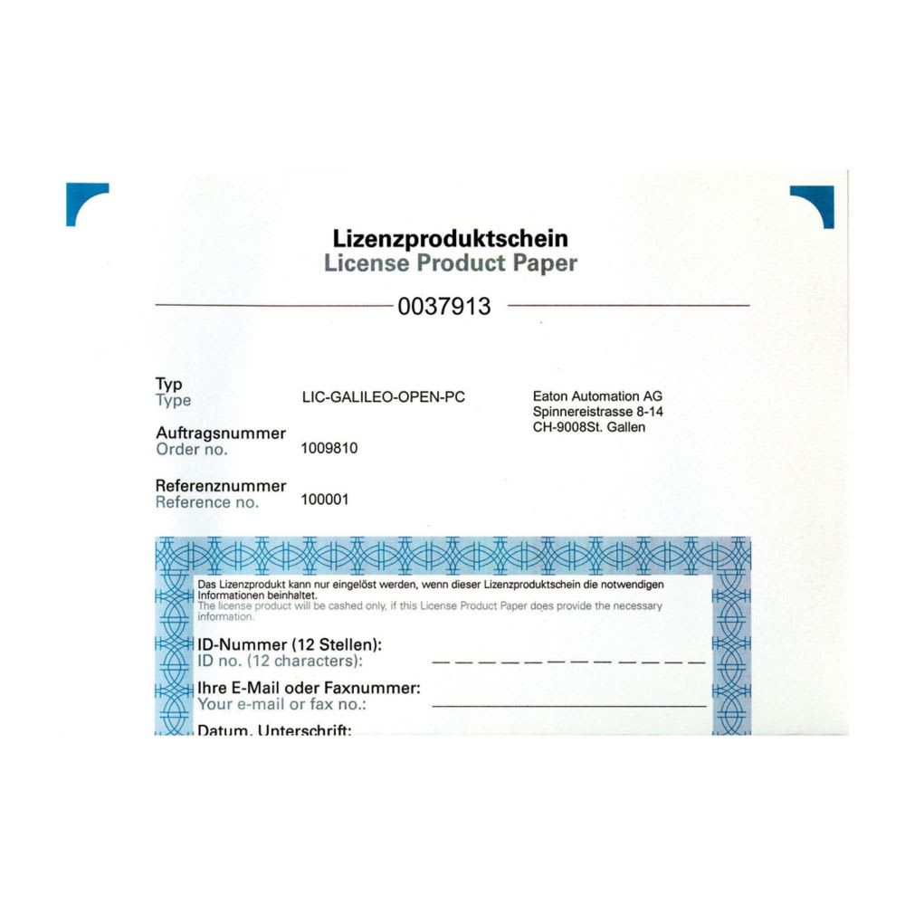 EATON MANIFACTURING - EAO140385 LIC-GALILEO-OPEN-PC