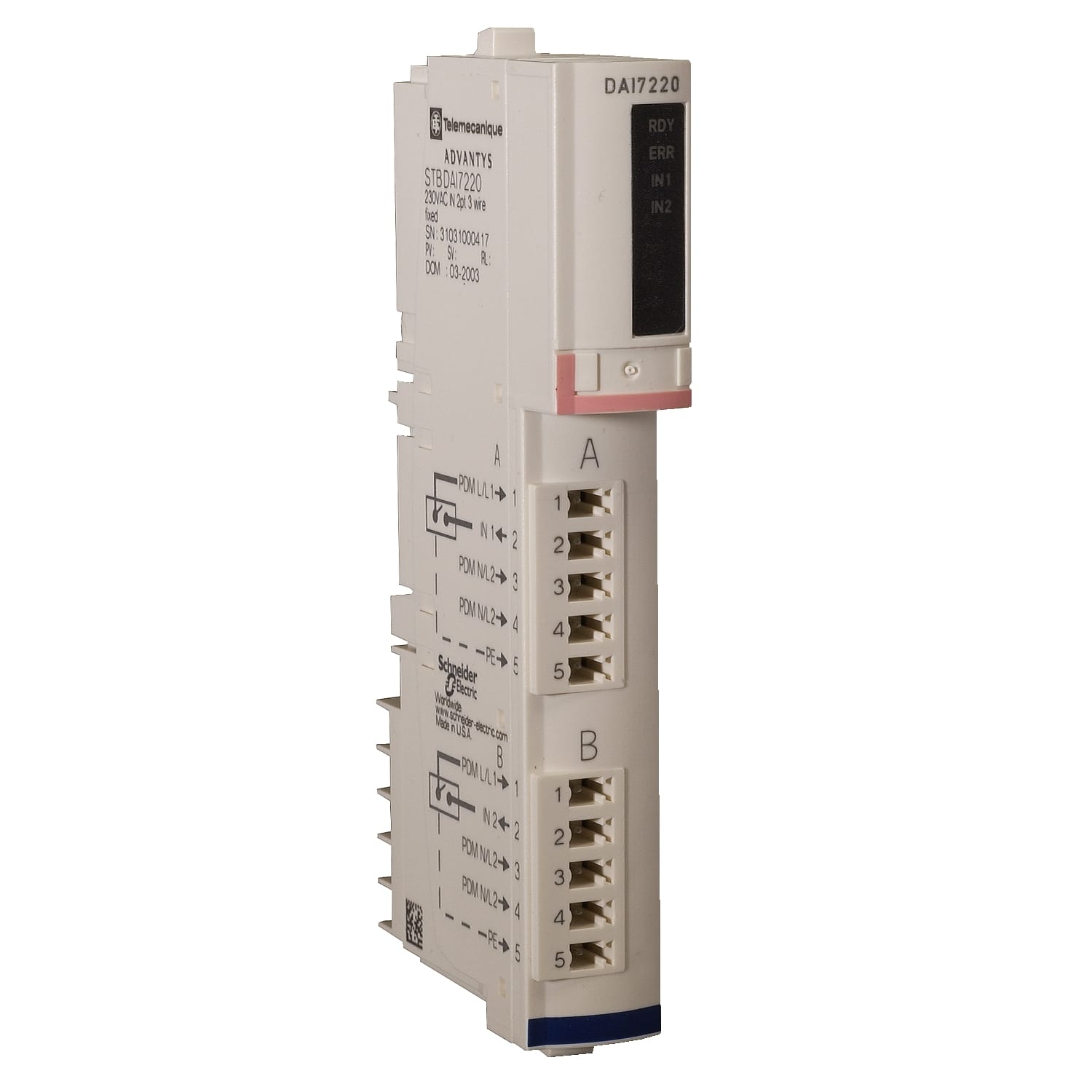 SCHNEIDER ELECTRIC SNRSTBDAI7220K KIT MOD+CONN+BASE 230VAC IN 2PT 3 FILI