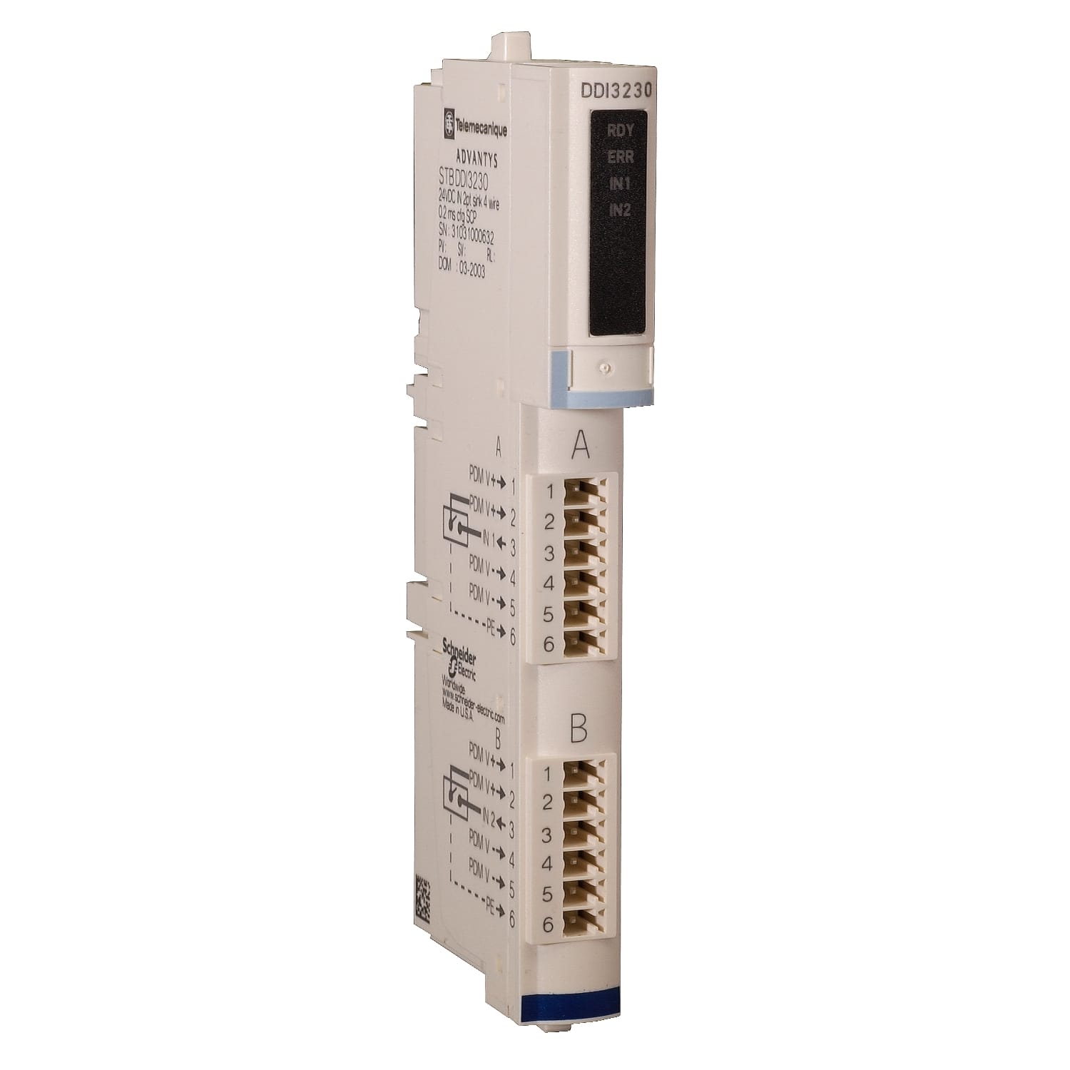 SCHNEIDER ELECTRIC SNRSTBDDI3230K KIT MOD+CONN+BASE 24VDC IN 2PT 4 FILI