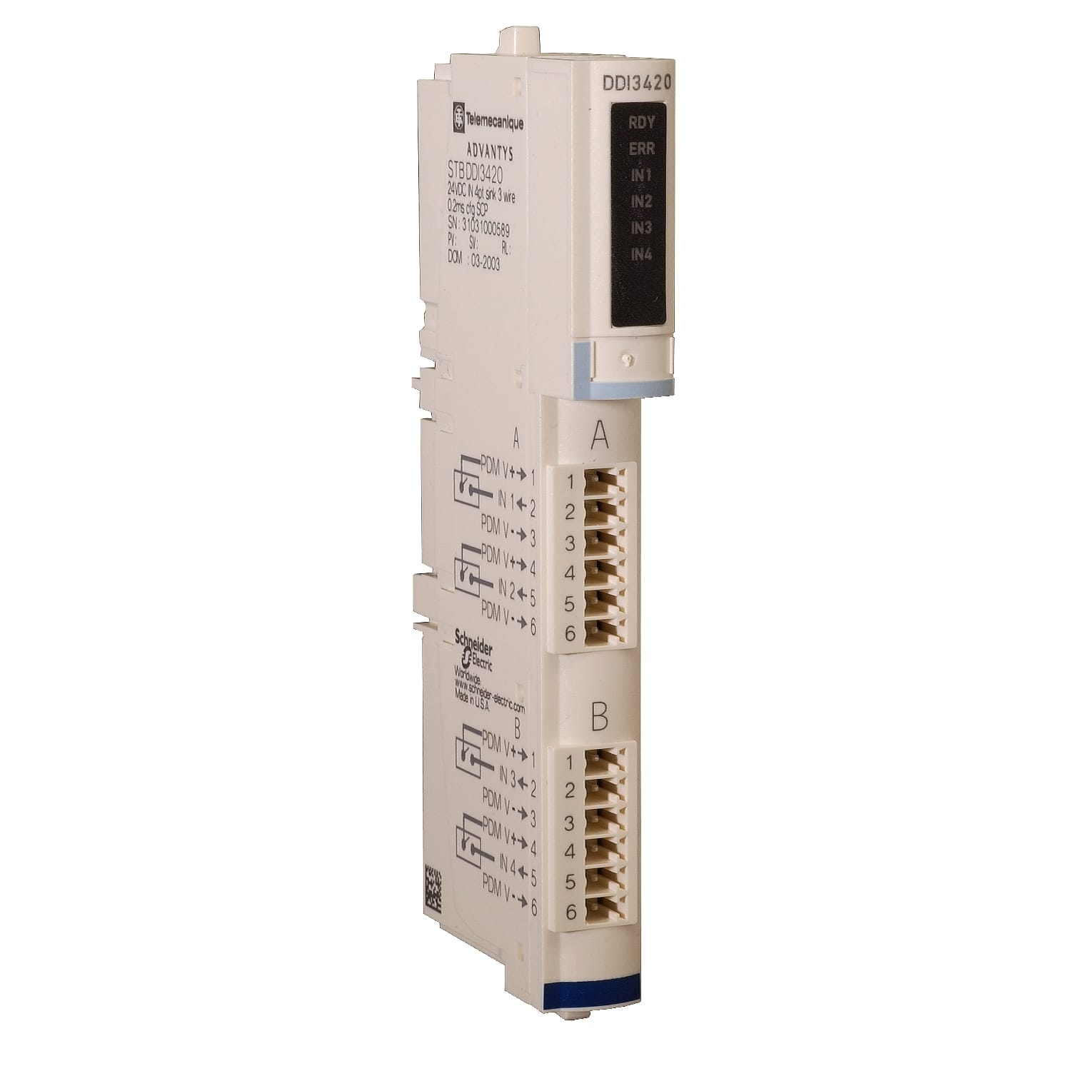 SCHNEIDER ELECTRIC SNRSTBDDI3420K KIT MOD+CONN+BASE 24VDC IN 4PT