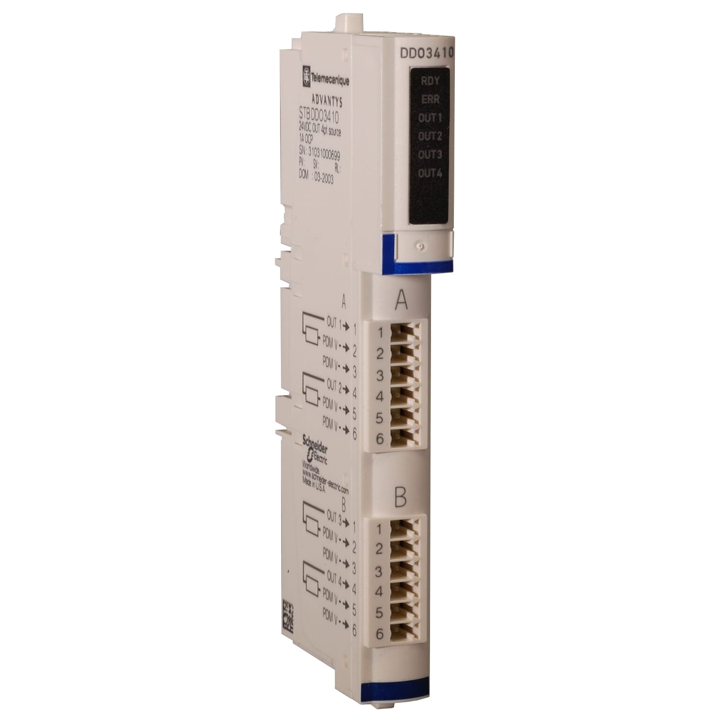 SCHNEIDER ELECTRIC SNRSTBDDO3410K KIT MOD+CONN+BASE 24VDC OUT 4PT 1A