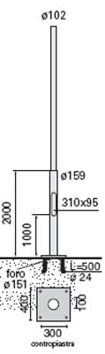 I GUZZINI ILLUMINAZI - IGZ3.1598.015.0 PALO PIAS.FE.D159/102 SP3/4 H7000 FIL.CU
