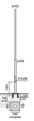 I GUZZINI ILLUMINAZI - IGZ3.1599.015.0 PALO C/PIAS.FE.D159/102 SP4 H8000 FIL.CU
