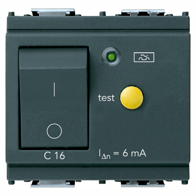 VIMAR S.P.A. - VIW16511.16.6 INTERRUTTORE MTDIFF.1P+N C16 6MA GRIGIO