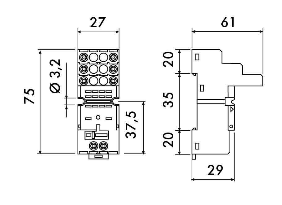 PERRY - PER1REES15/2S ZOCCOLO PER RELE 2 SCAMBI