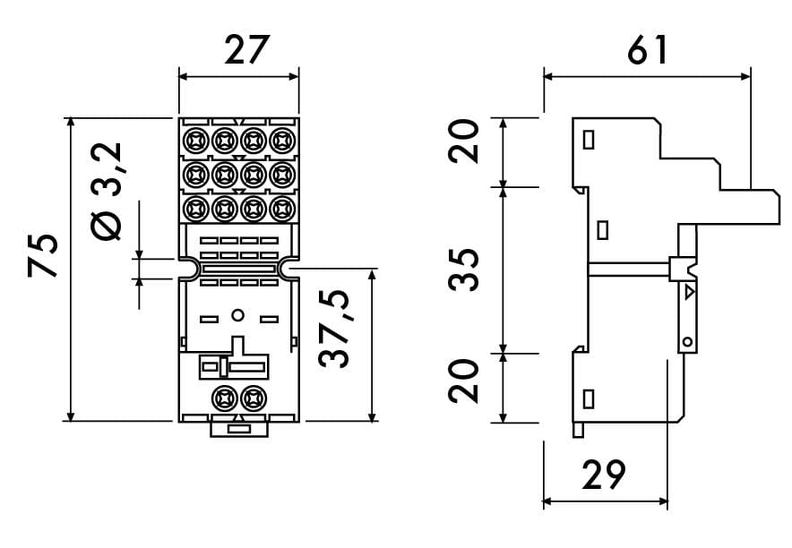 PERRY - PER1REES15/4S ZOCCOLO PER RELE 4 SCAMBI