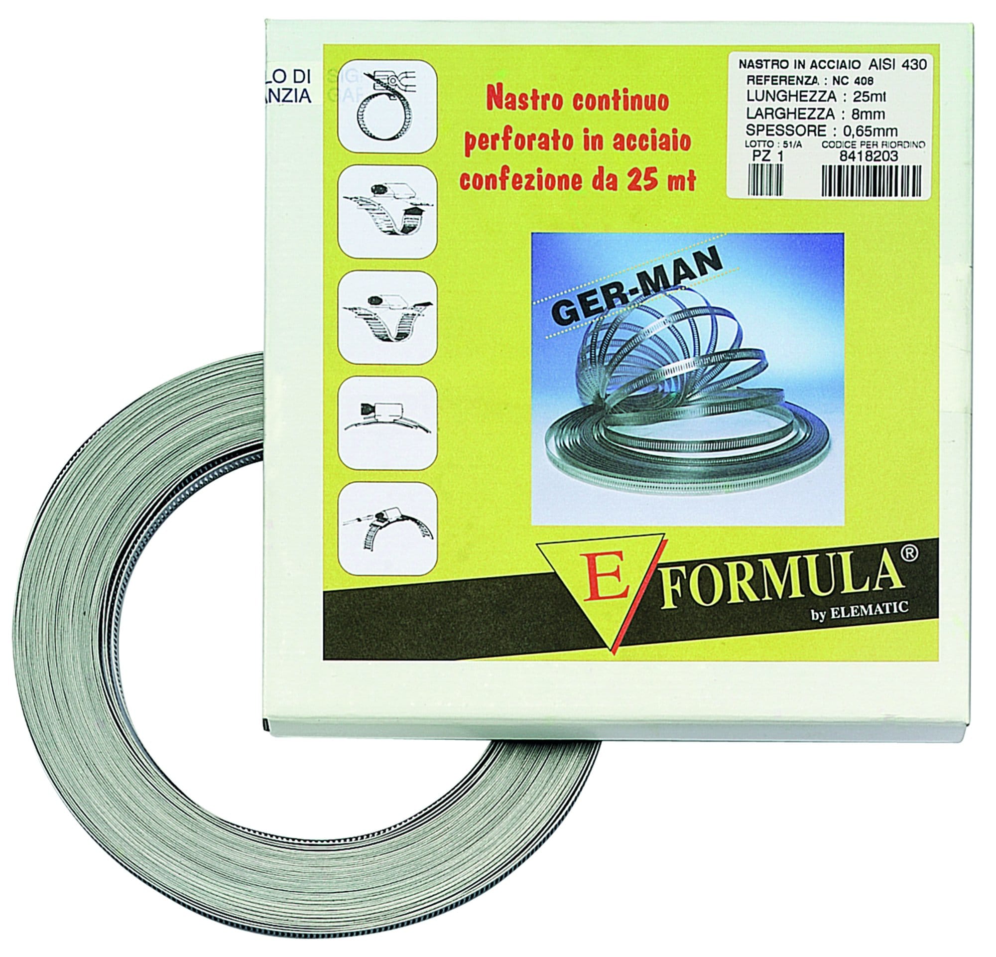 ELEMATIC SPIT ITP8418207 NASTRO CONTINUO PERFORATO INOX 25M - 8 M