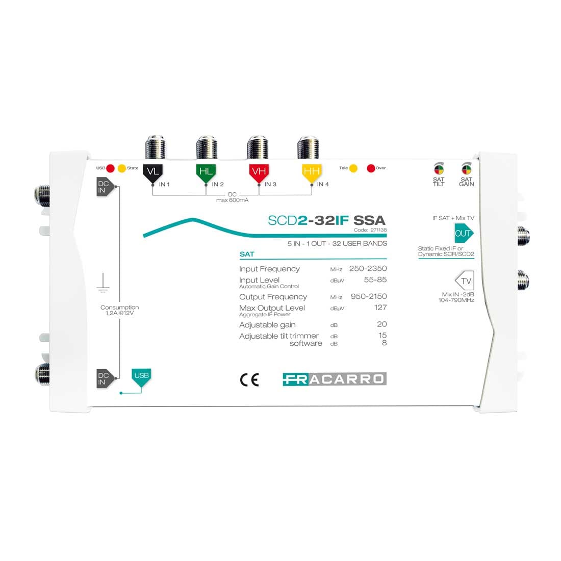 FRACARRO FRA271138 SCD2-32IF SSA MSW 5IN 1OUT 32IF SS ADJ