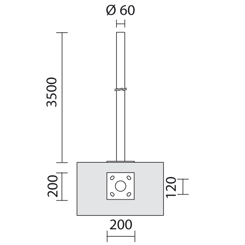 SIMES SPA SMVS.2843.14 PALO D.60 FLANGIATO H.3,5M F.T.GRI