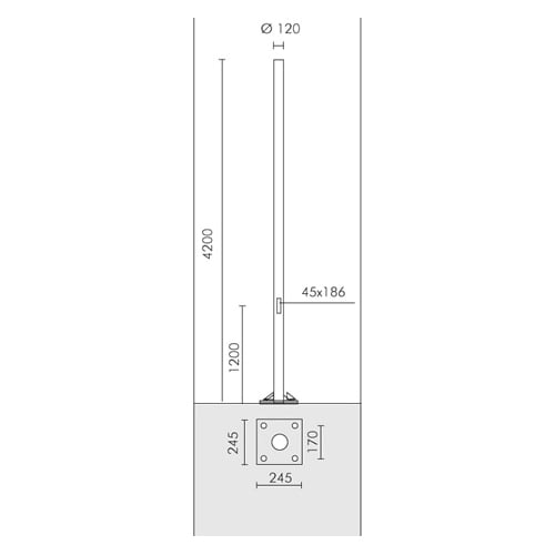 SIMES SPA - SMVS.2846.14 PALO+BASE D.120MM H4,2M GRI