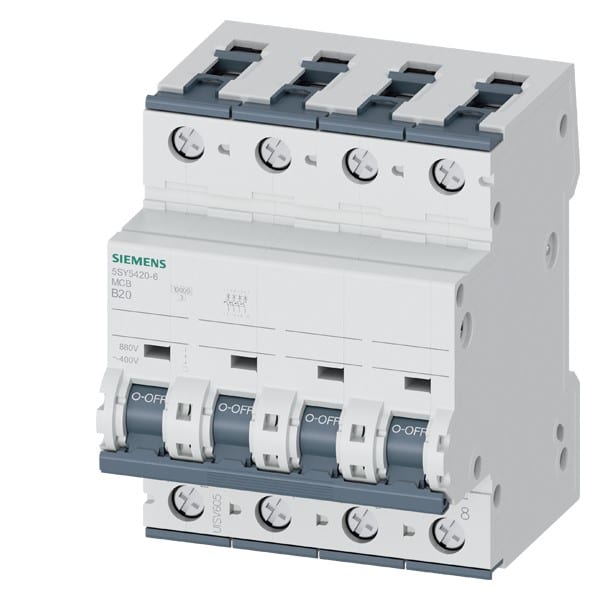 SIEMENS SIE5SY54206 INT MT 10KA 15KA 4P B20 1000VCC