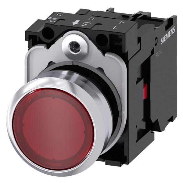 SIEMENS SIE3SU11520AB201CA0 PULS.LUM.PIATTO ROSSO LED 24V UC 1NC