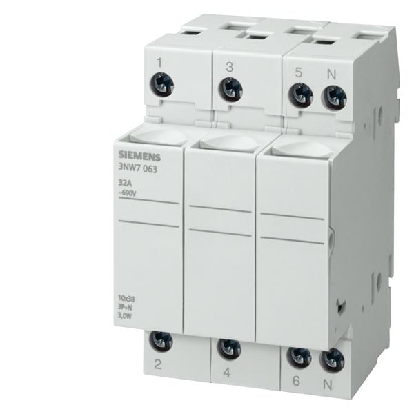 SIEMENS SIE3NW7063 BASE SEZ.X FUS. CIL.10X38 3P+N 32A 3UM