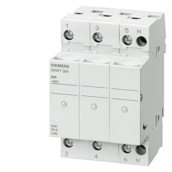 SIEMENS SIE3NW7364 BASE SEZ.XFUS.8,5X31,5 20A 3P+N SEGN.3U