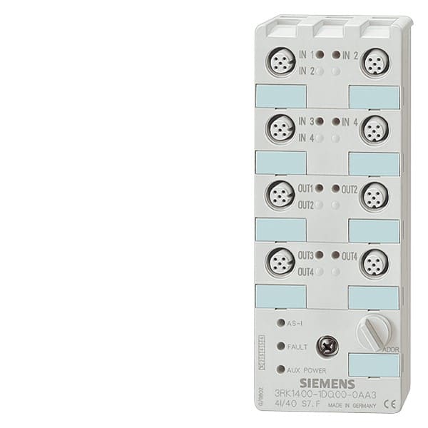 SIEMENS SIE3RK24001FQ030AA3 MOD AS-I 4E-3A - A-B, K60 IP67,M12-YI