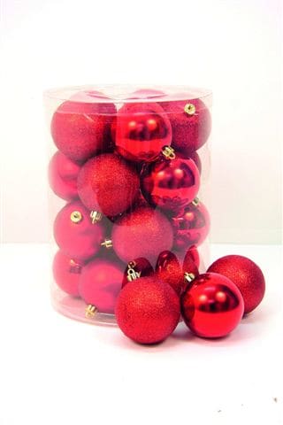 GIOCOPLAST NATALE SP GCP43010676 CILINDRO 20 SFERE DIAM 80, ROSSO, MET.
