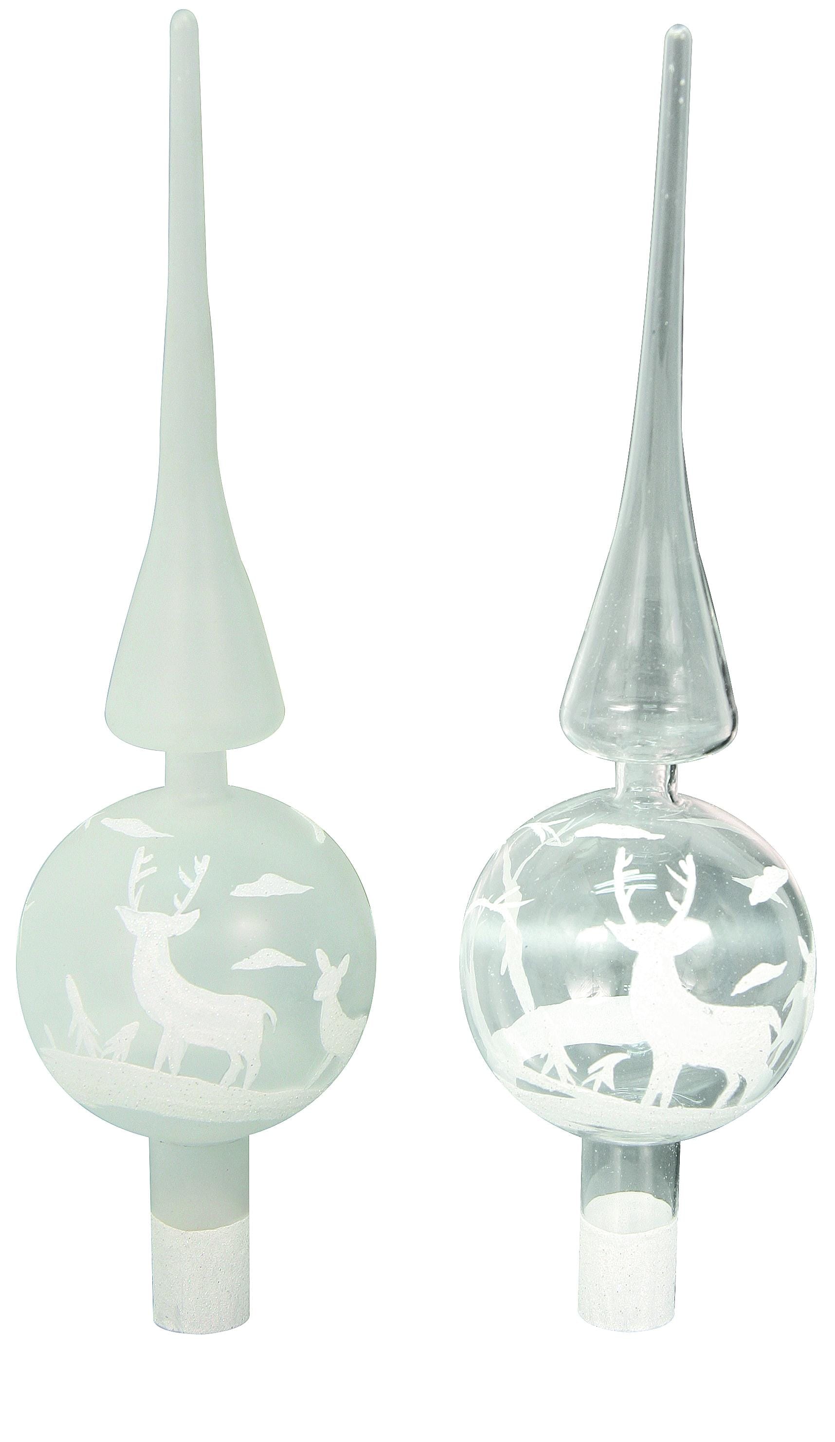 GIOCOPLAST NATALE SP GCP48210663 PUNTALE VETRO DECORATO RENNE E ALBERI,