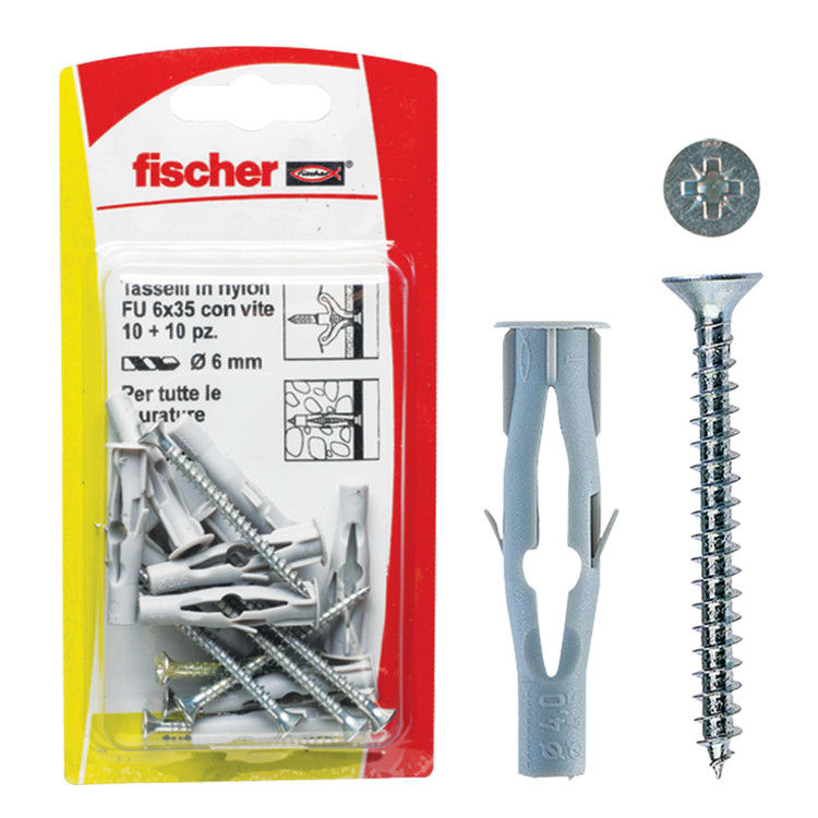 FISCHER ITALIA S.R.L - FIS00504484 FU 10X60 V K TASSELLI + VITI-L.VERDE