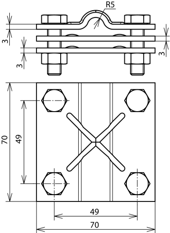 DEHN ITALIA S.P.A. - DEH321047 MORSETTO A CROCE CU PER TD 8-10/PT 30-40