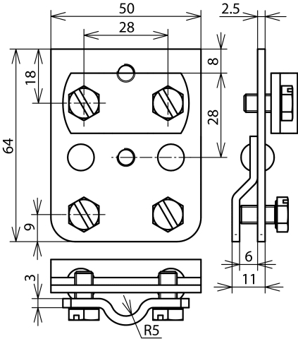 DEHN ITALIA S.P.A. - DEH251027 MORSETTO SCANALATO CU PER RD 7-10MM
