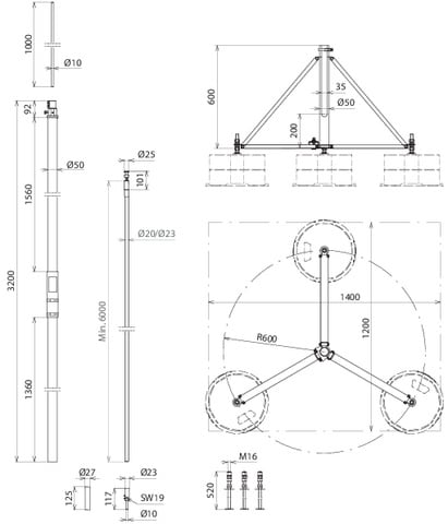 DEHN ITALIA S.P.A. - DEH819371 TUBO PORTANTE 3,2M, ASTA 1,0M, HVI TRIPO