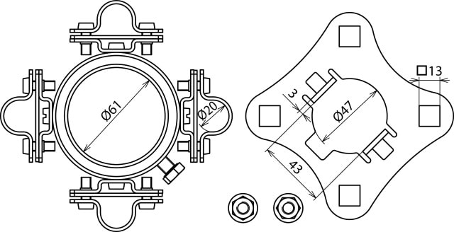 DEHN ITALIA S.P.A. - DEH819294 SET DI FISSAGGIO D 61MM 4 XD 20MM