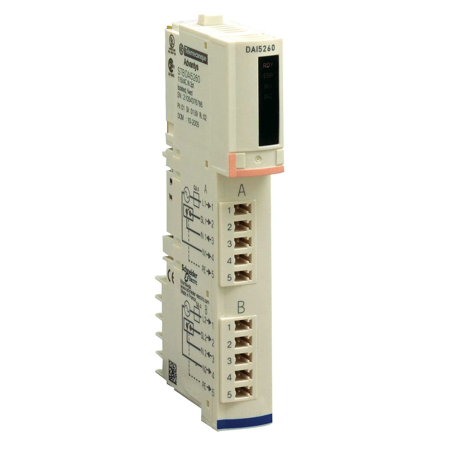 SCHNEIDER ELECTRIC SNRSTBDAI5260K KIT MOD+CONN+BASE 115VAC IN 2PT ISOL