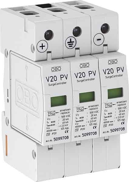 OBO BETTERMANN OBO5094574 V20 SPD T2 3P 1000V DC 20 KA