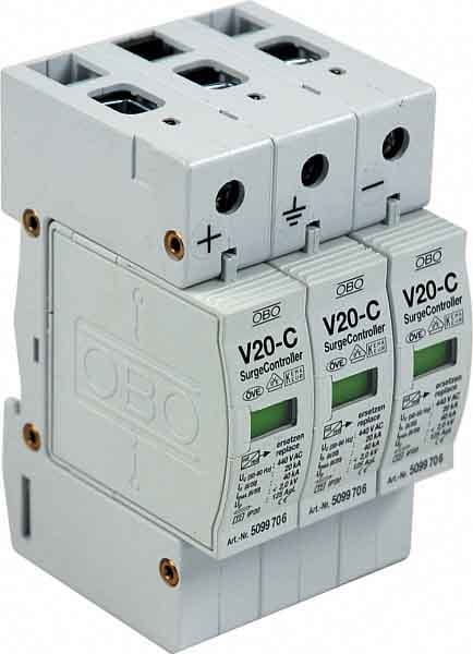 OBO BETTERMANN OBO5094576 V20 SPD T2 3P +FS 600V DC 20 KA
