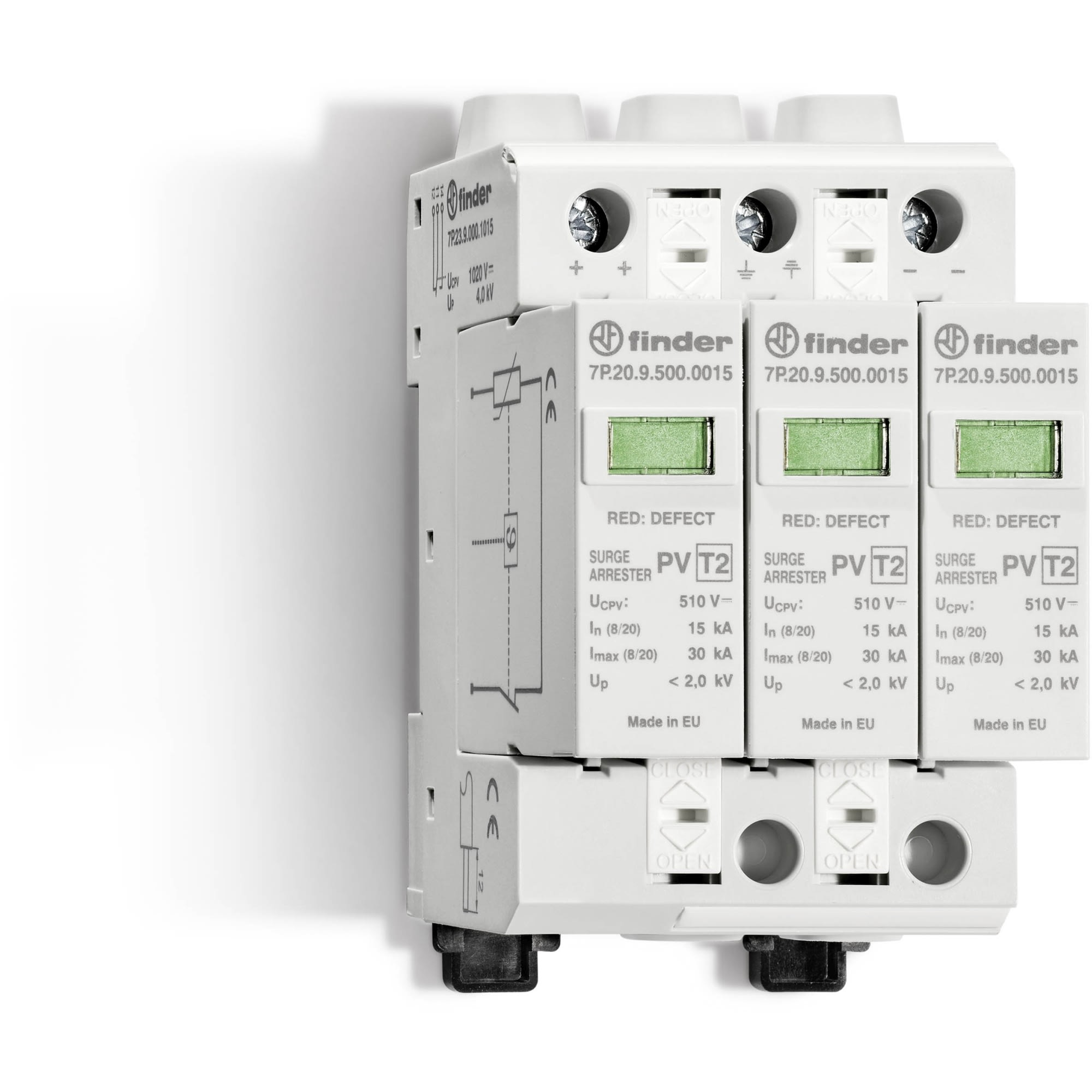 FINDER S.P.A. - FIN7P2390000015 SPD CLASSE2 PV 3P 1020VDC 3+0 15KA NO RE