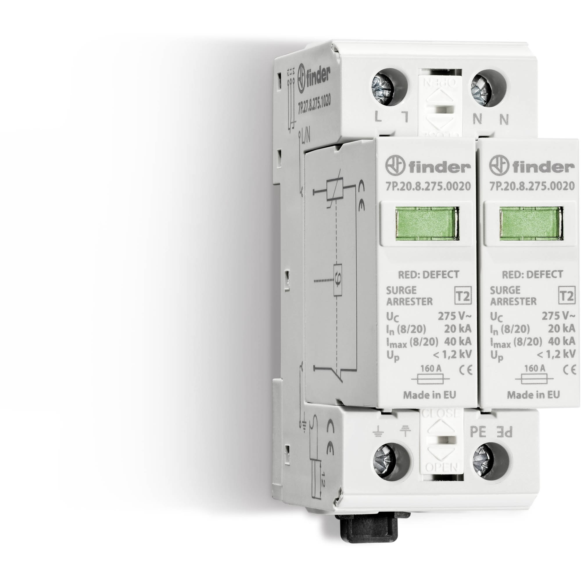 FINDER S.P.A. - FIN7P2782750020 SPD CLASSE2 MONOF 2P 275VAC 2+0 20KA NO
