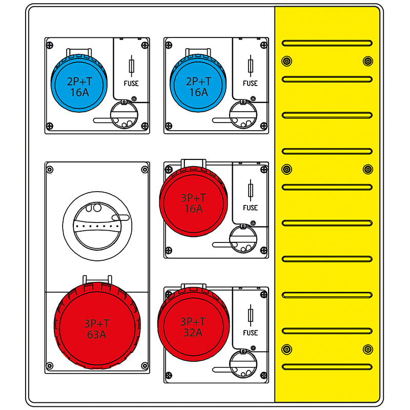 SCAME PARRE S.P.A. - SCA657.5035-038 MBOX3 S/PORTA PR.OMNIA C/FUS+63A MORSET.