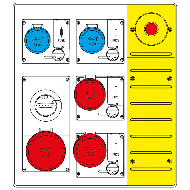 SCAME PARRE SPA SCA657.5935-038 MBOX3 S/PORTA PR.OMNIA C/FUS+63A +EMERG.