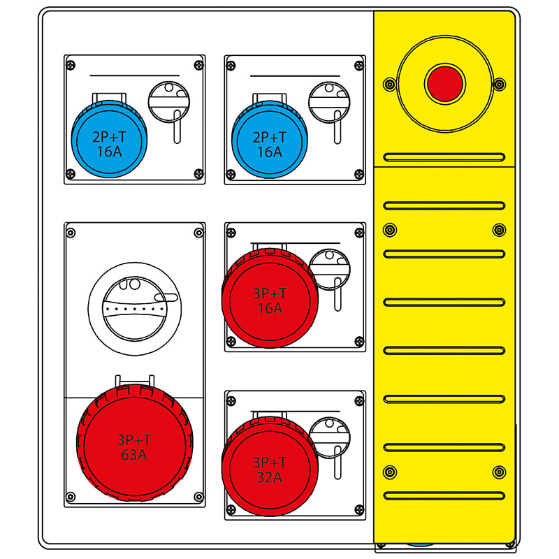SCAME PARRE S.P.A. - SCA657.7935-017 MBOX3 S/PORTA PR.OMNIA S/FUS+63A +EMERG.