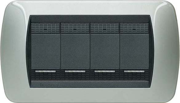 BTICINO S.P.A. - BTIL4804AL LIVING INT - PLACCA 4 POSTI ALLUMINIO