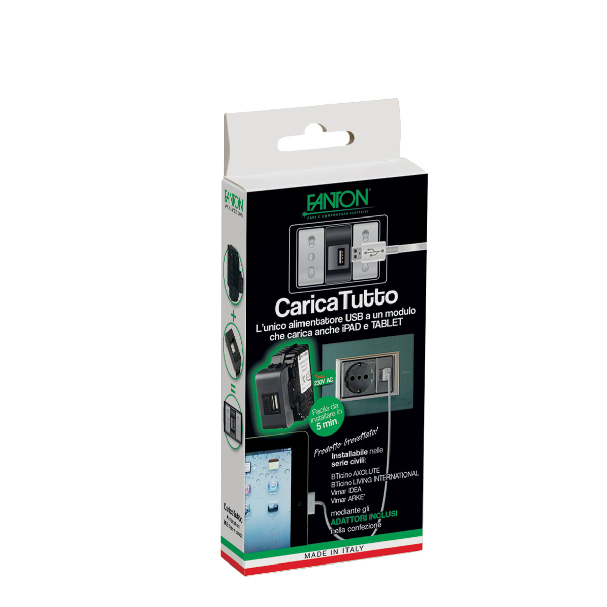FANTON SPA - FME99929-01 KIT CARICATUTTO USB 1,2A + ADATTATORI NE