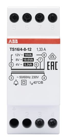 ABB SPA ABBTS164812 TS16/4-8-12 TRASFORMATORE 16VA 4-8-12V
