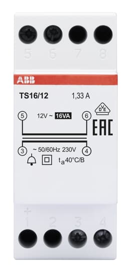 ABB SPA - ABBTS1612 TS16/12 TRASFORMATORE 16VA 12V