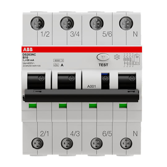 ABB SPA - ABBDS3NB10A30 DS203NC INT DIF MAG 6 KA 3P+N A B10 30MA
