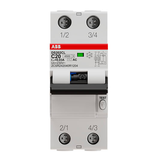 ABB SPA - ABBDS2CLC20AC30 DS202C L INT.DIFF.MAGN 4,5KA 2P AC C20 3