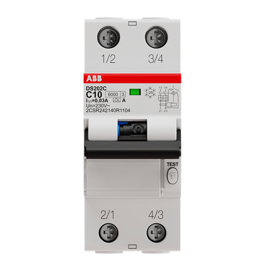 ABB SPA ABBDS2CC10A30 DS202C INT.DIFF.MAGN. 6KA 2P A C10 30MA