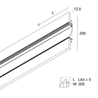NOVALUX SPA - NOX101855.99 Profilo lineare per Strip LED tagliabile in opera, per realizzare linee di luce asimmetrica. Installabile su parete di cartongesso a doppia lastra, o