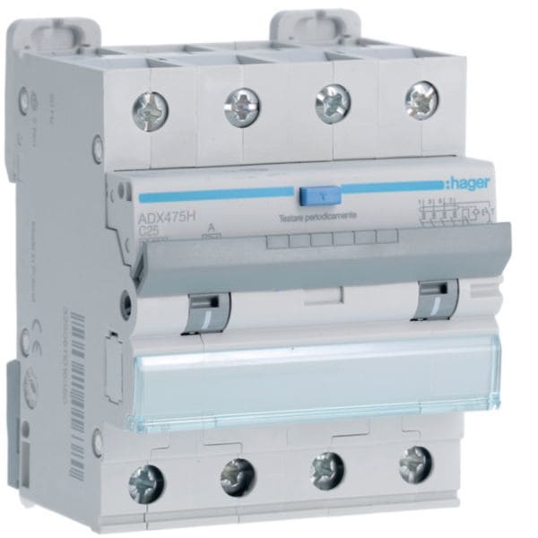 HAGER HAGADX475H DIFF MAGN 4P 30MA A 25A 10KA C 4M