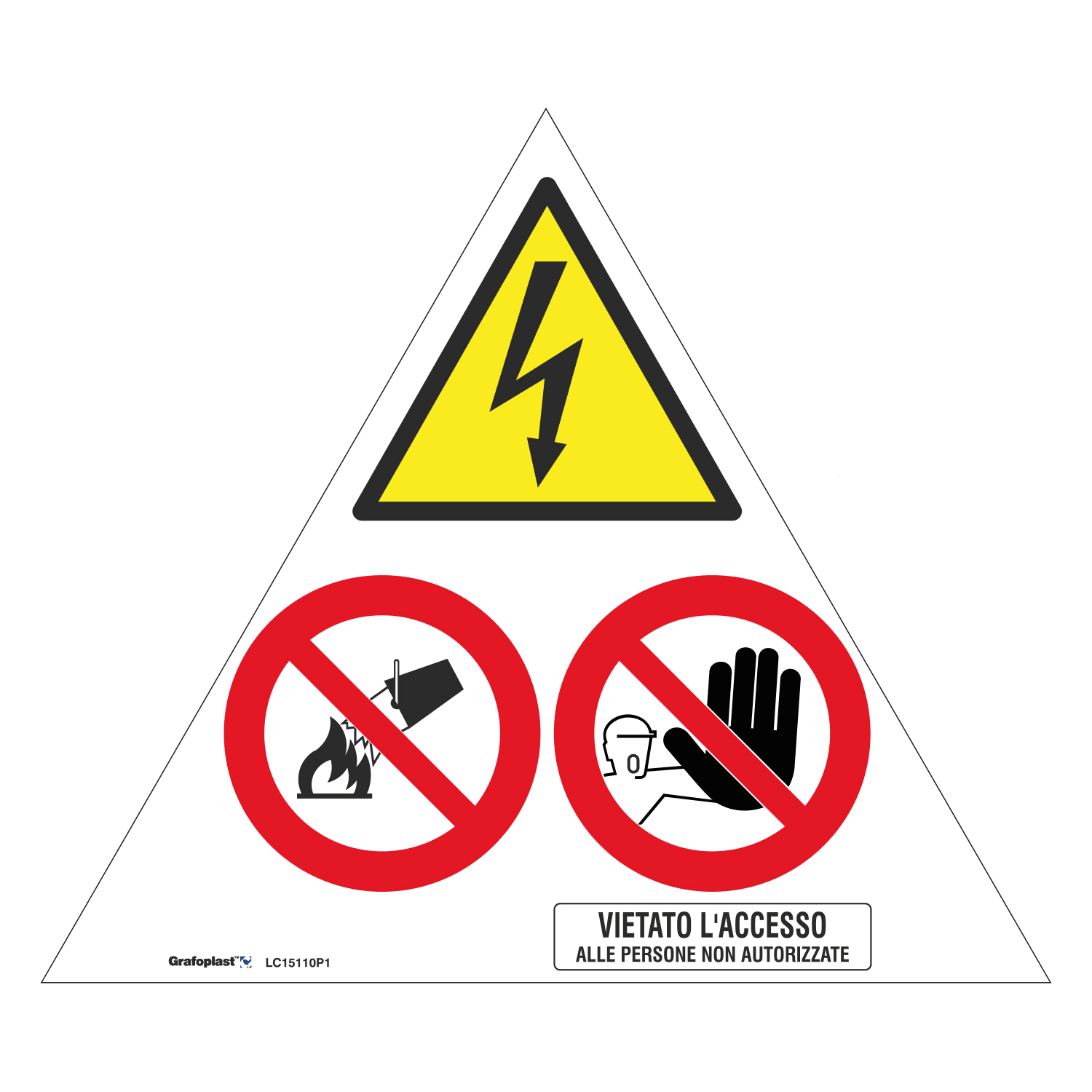 GRAFOPLAST SRL - GRALC15110P1 CART.PERICOLO E DIVIETO L=350MM 1PZ