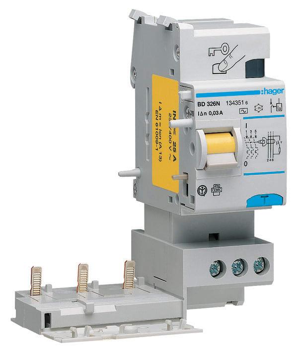 HAGER HAGBD326N B. DIFF. 3P 30MA <25A AC 2M